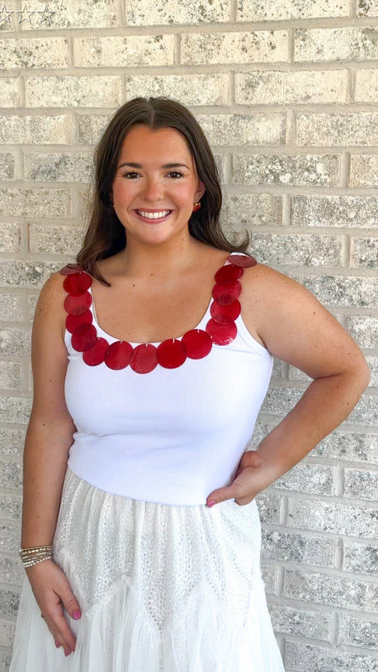 The Shelly Top (White & Red)